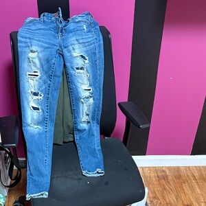 American Eagle Outfitters Ripped Blue Skinny Jeans